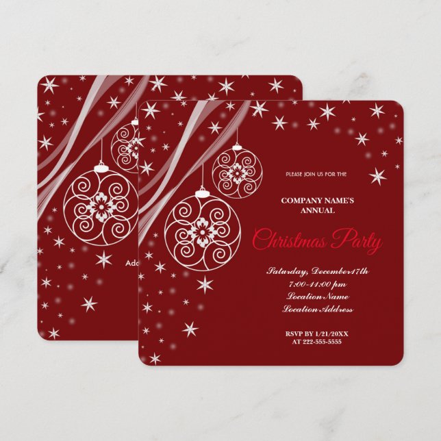 A simple  Elegant Red Christmas Party Invitation  (Front/Back)