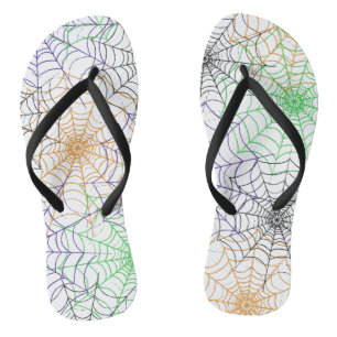 A Simple Halloween Spider's Web Pattern Flip Flops