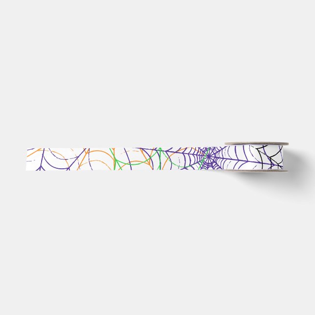 A Simple Halloween Spider's Web Pattern Satin Ribbon (Front)