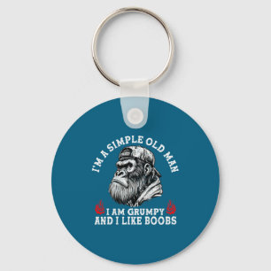 A simple old man am grumpy and like (on back) keychain
