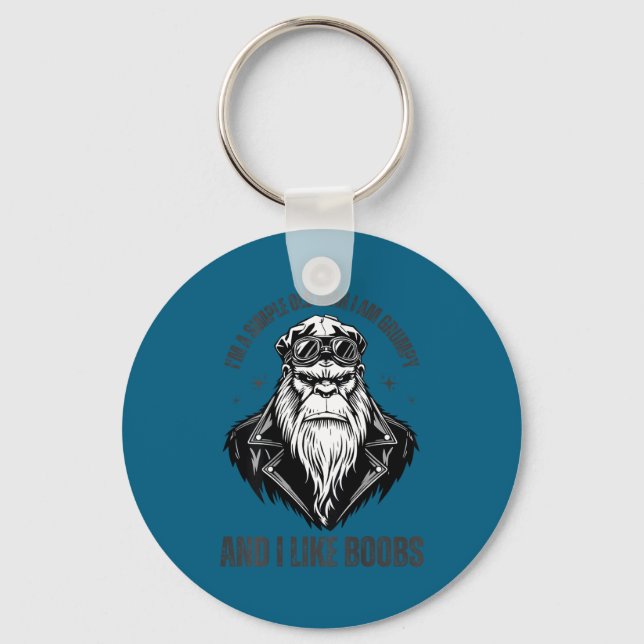 A simple old man am grumpy and like (on back) keychain (Front)