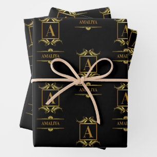 A simple, personalized, and one-of-a-kind custom w wrapping paper sheet