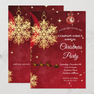 A simple red elegant Christmas party invitation