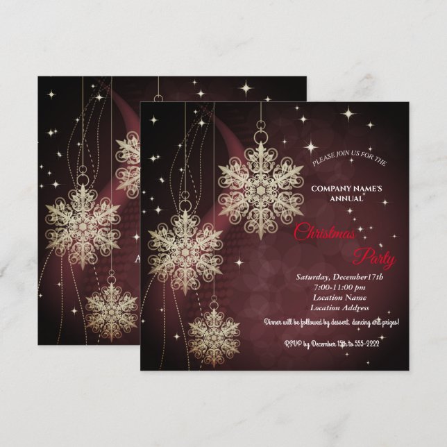 A simple  red  elegant Christmas party invitation  (Front/Back)