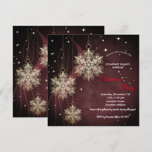 A simple red elegant Christmas party invitation