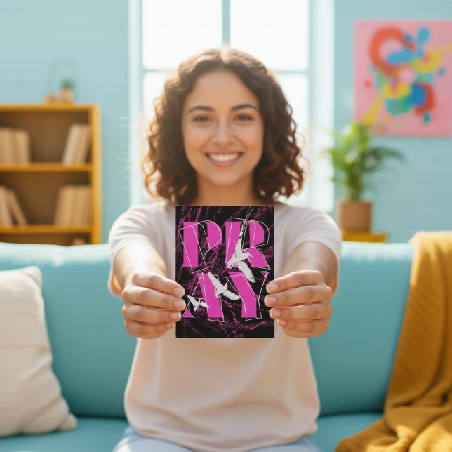 A Simple Reminder PRAY Christian Faith Postcard (Big smile, bigger message. PRAY stays loud.)