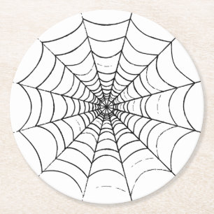 A Simple Spider's Web Round Paper Coaster
