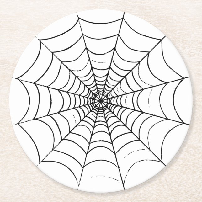 A Simple Spider's Web Round Paper Coaster (Front)