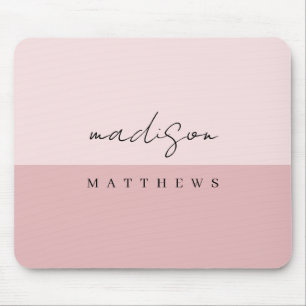 A simple stylish custom monogram Blush Pink  Mouse Pad