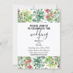 A simple white eucalyptus invitation for your spec