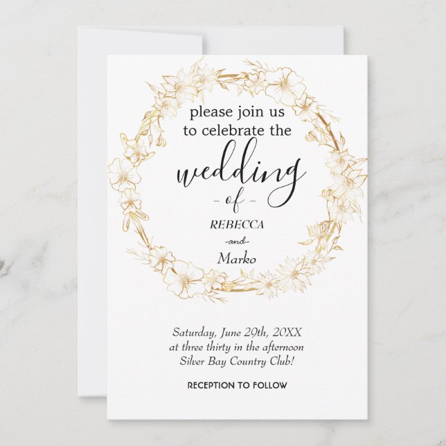 A simple white gold invitation for you (Front)