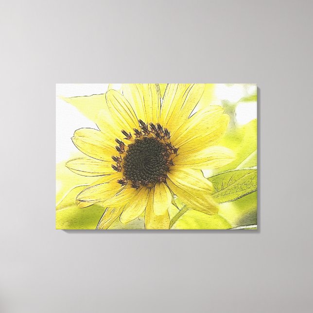 A Single Lemon Yellow Sunflower Canvas Print (Front)