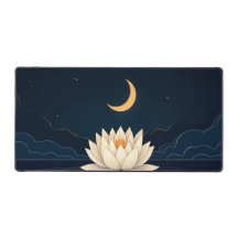 a single lotus flower floating on a dark pond