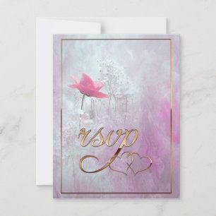 A Single Pink Rose/Gold Trim Card