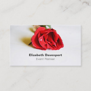 A Single Red Rose Minimalist Elegant Event Planner Business Card