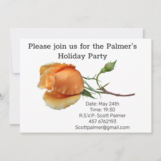 A single rose cutting        invitation (Front)