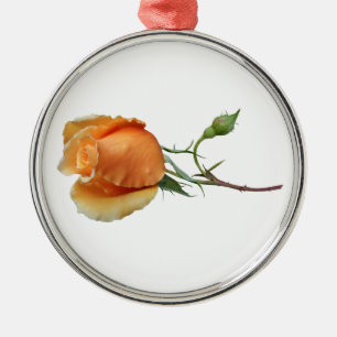 A single rose cutting metal ornament