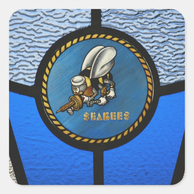 A single Seabee logo Square Sticker (Front)