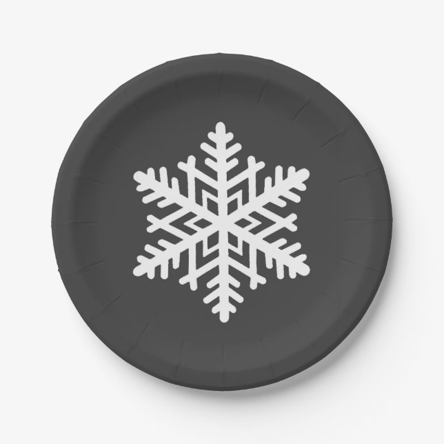 A Single Snowflake Paper Plate (Front)