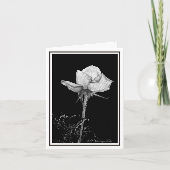 A single white rose card (Front)