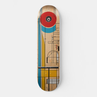 A skateboard deck with an illustration inspired by