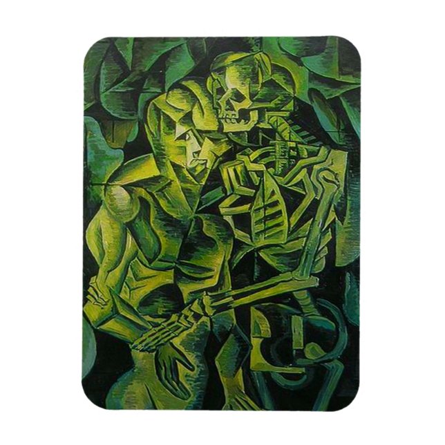A Skeleton Embracing A Zombie Halloween Horror Magnet (Vertical)