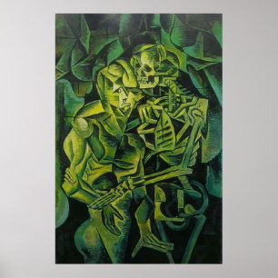 A Skeleton Embracing A Zombie Halloween Horror Poster