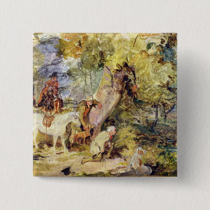 A Sketch for 'Foresters Stalking Deer' (oil over c 2 Inch Square Button