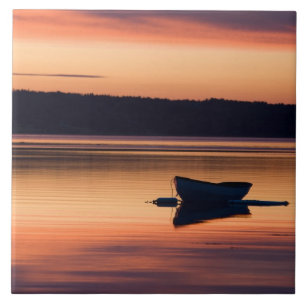 A skiff at sunrise in Eggemoggin Reach in Little Tile