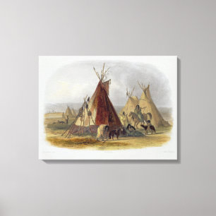 A Skin Lodge of an Assiniboin Chief, plate 16 from Canvas Print