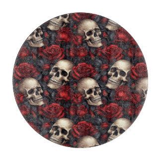 A Skull and Roses Series Design 10 Cutting Board