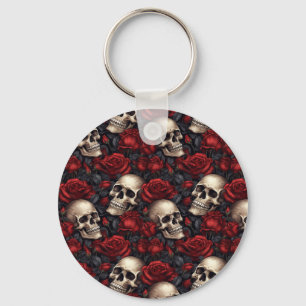 A Skull and Roses Series Design 10 Keychain