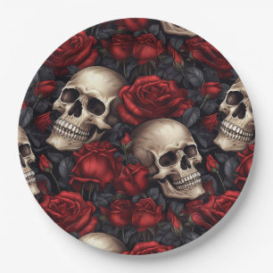 A Skull and Roses Series Design 10 Paper Plate