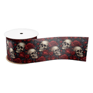 A Skull and Roses Series Design 10 Satin Ribbon