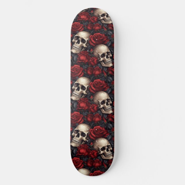 A Skull and Roses Series Design 10 Skateboard (Front)