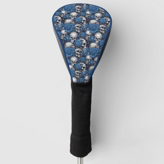 A Skull and Roses Series Design 12 Golf Head Cover (Front)