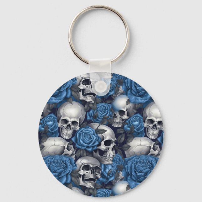 A Skull and Roses Series Design 12 Keychain (Front)