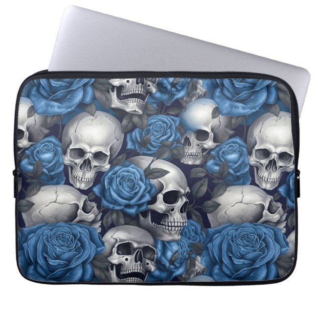 A Skull and Roses Series Design 12 Laptop Sleeve (Front)