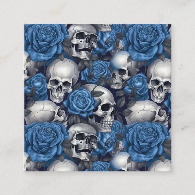 A Skull and Roses Series Design 12 Square Business Card (Front)