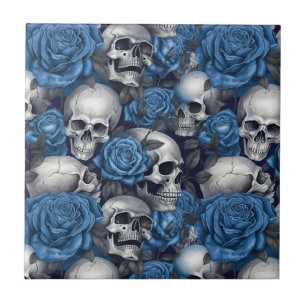 A Skull and Roses Series Design 12 Tile