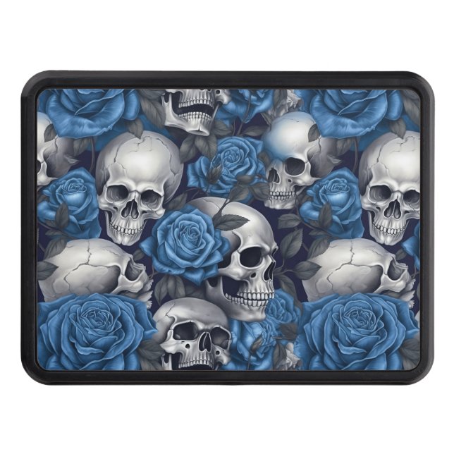 A Skull and Roses Series Design 12 Trailer Hitch Cover (Front)