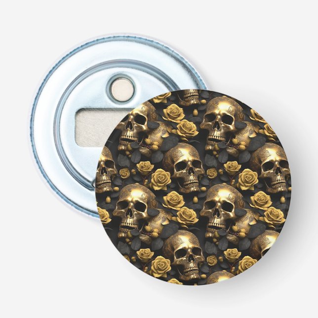 A Skull and Roses Series Design 8 Bottle Opener (Front)