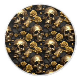A Skull and Roses Series Design 8 Ceramic Knob
