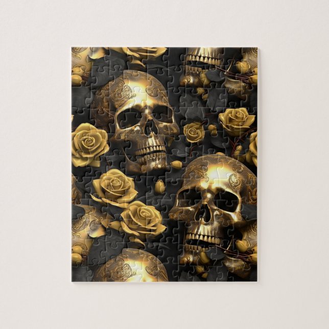 A Skull and Roses Series Design 8 Jigsaw Puzzle (Vertical)