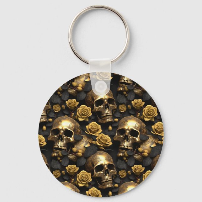 A Skull and Roses Series Design 8 Keychain (Front)