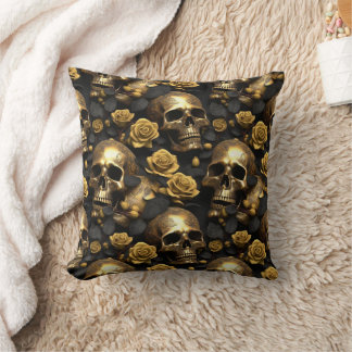 A Skull and Roses Series Design 8 Throw Pillow