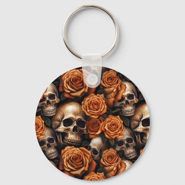 A Skull and Roses Series Design 9 Keychain (Front)