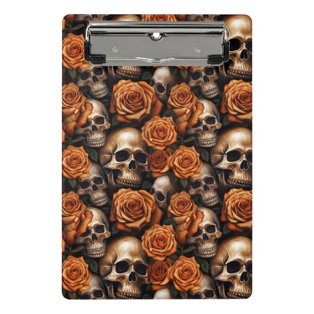 A Skull and Roses Series Design 9 Mini Clipboard (Front)