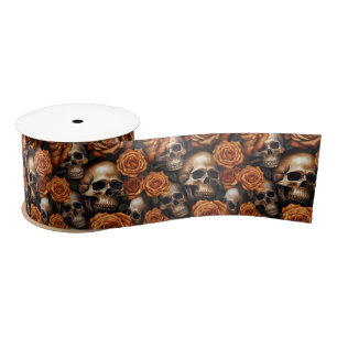 A Skull and Roses Series Design 9 Satin Ribbon