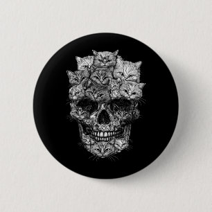 A Skull But Cats Kitty Skeleton Halloween Cat 2 Inch Round Button